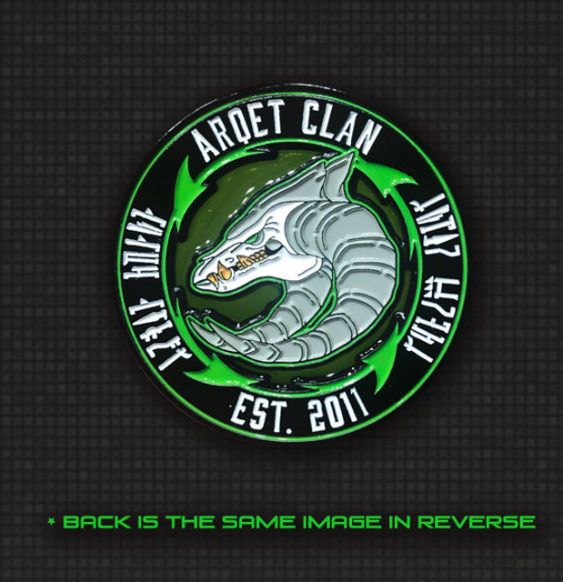 Arqet Clan stained glass challenge coin